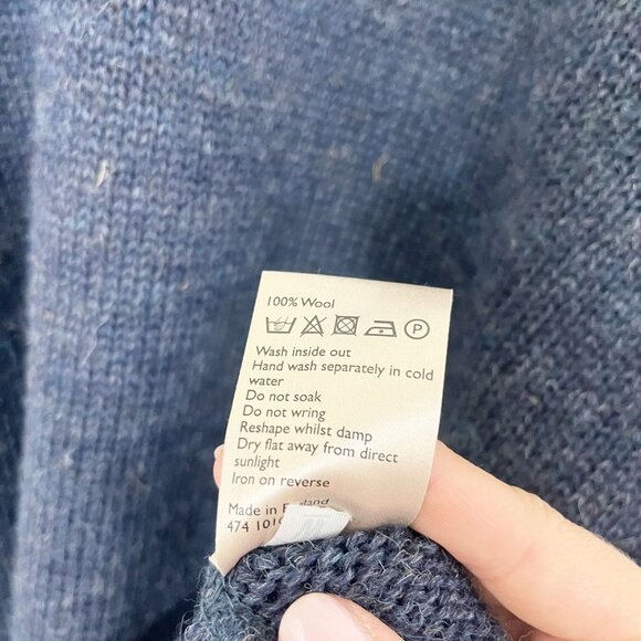 John Lewis & Co Navy Wool Pullover Crewneck Sweater Wool England Mens Large - Picture 4 of 6